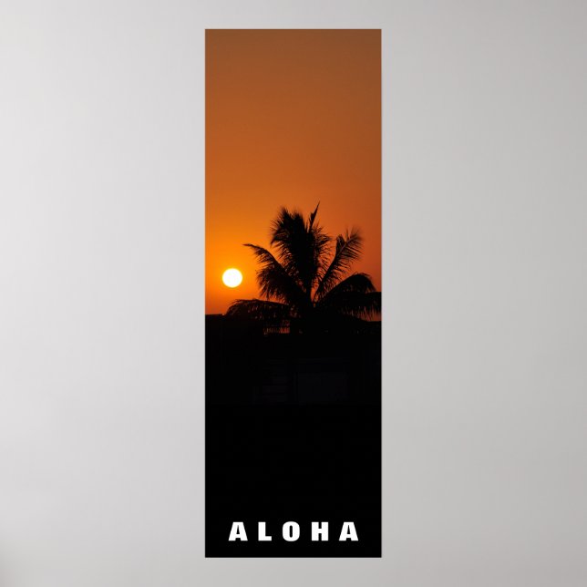 Aloha Hawaii Handflatan Träd Tropikernas Sunset Tr Poster (Framsidan)