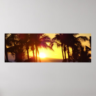 Aloha Hawaii Handflatan Träd Tropikernas Sunset Tr Poster