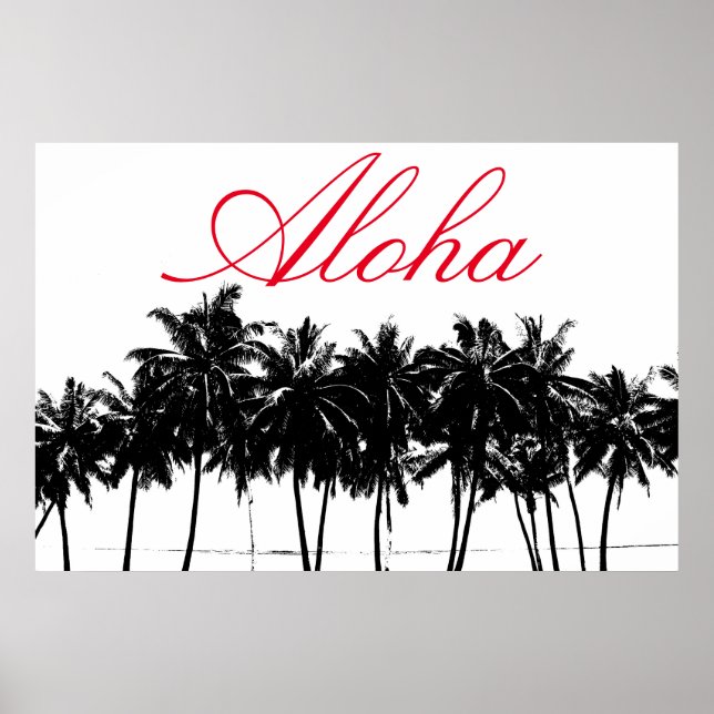 Aloha Hawaii Handflatan Träd Tropiks Travel Poster (Framsidan)