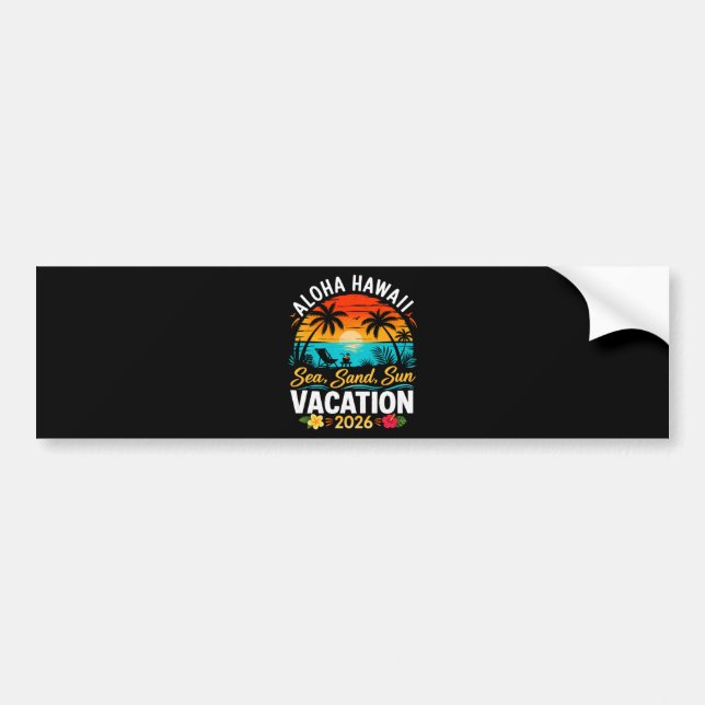 Aloha Hawaii Havssand Sol 2026 Bildekal (Framsidan)