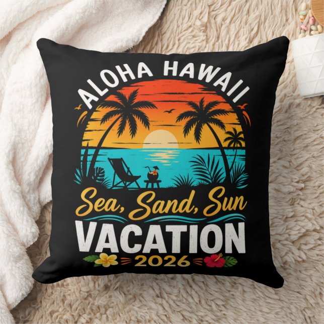Aloha Hawaii Havssand Sol 2026 Kudde (Filt)