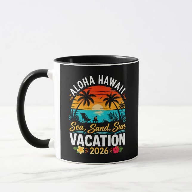 Aloha Hawaii Havssand Sol 2026 Mugg (Vänster)
