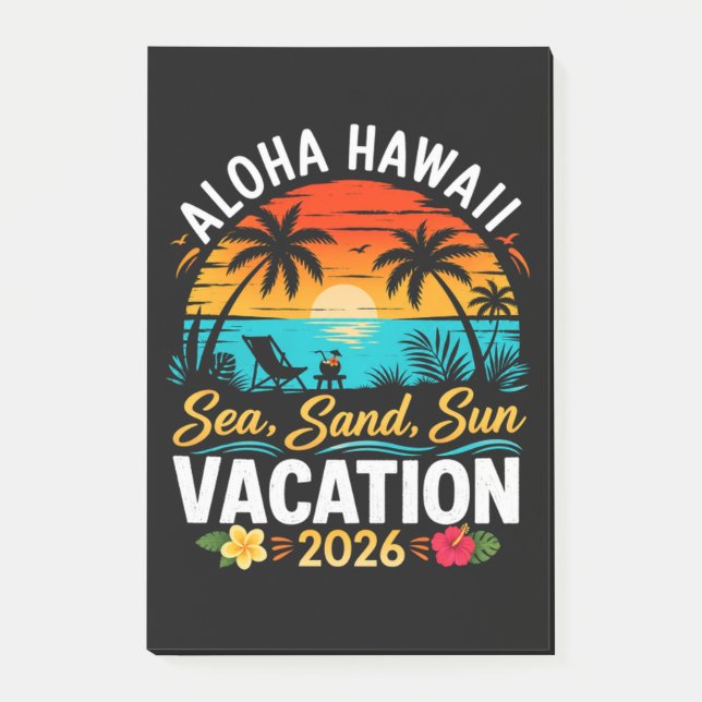 Aloha Hawaii Havssand Sol 2026 Post-it Block (Framsida)