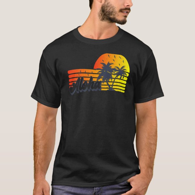 Aloha Hawaii Hawaii Handflatan Träd Beach Vac T Shirt (Framsida)