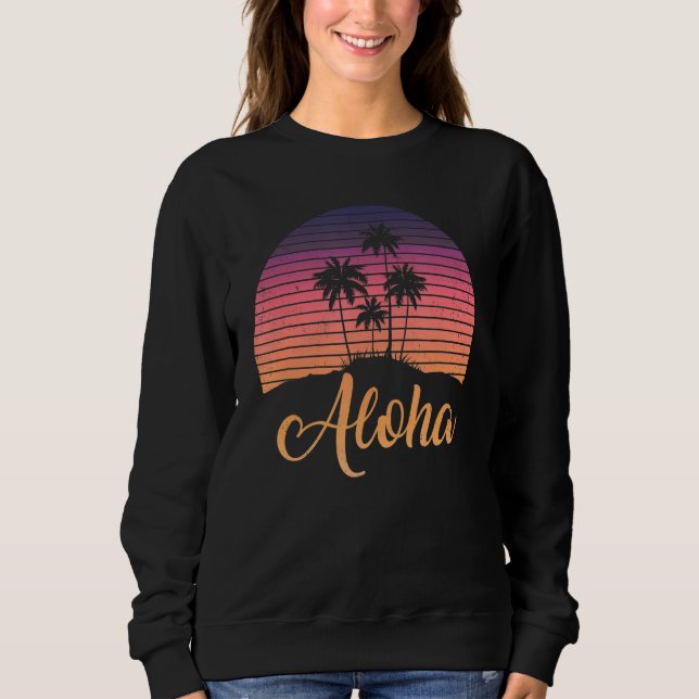 Aloha Hawaii Hawaii Handflatan Träd Beach Vac T Shirt (Framsida)