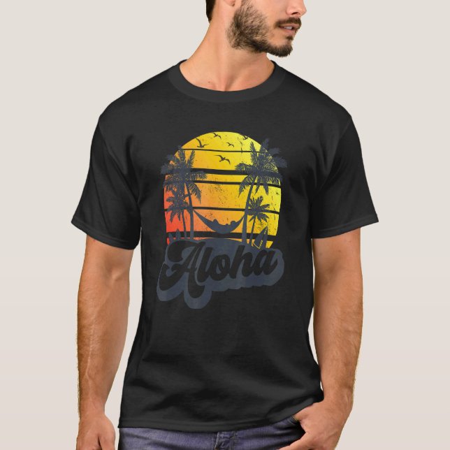 Aloha Hawaii Hawaii Handflatan Träd Beach Vac T Shirt (Framsida)