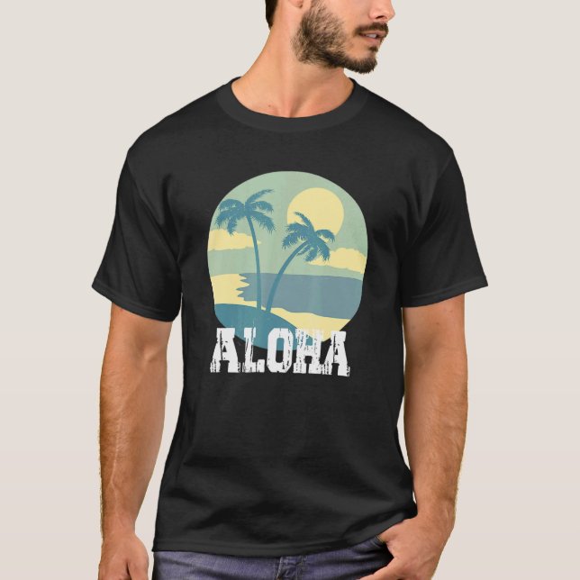 Aloha Hawaii Hawaii Handflatan Träd Surfa För mana T Shirt (Framsida)