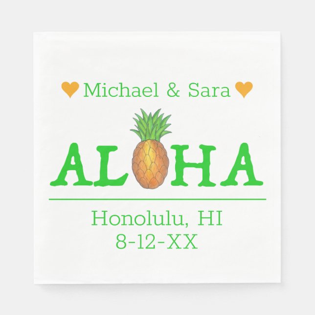 Aloha Hawaii Hawaii Pineapple Island Bröllop Pappersservett (Framsidan)