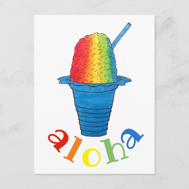 ALOHA Hawaii Hawaii Rainbow Shave Shaved Ice Helg Vykort (Framsida)