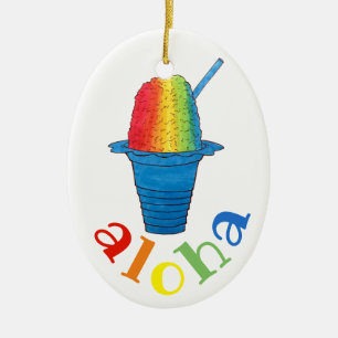 ALOHA Hawaii Hawaii Rainbow Shave Shaved Ice Julgransprydnad Keramik