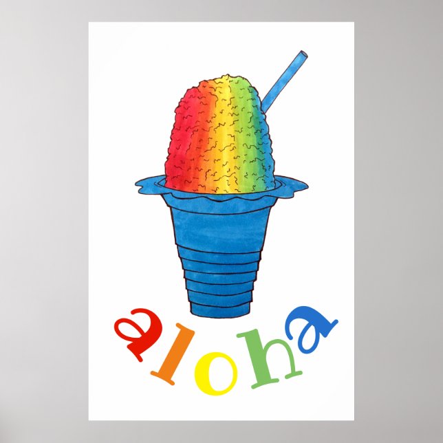 ALOHA Hawaii Hawaii Rainbow Shave Shaved Ice Poster (Framsidan)