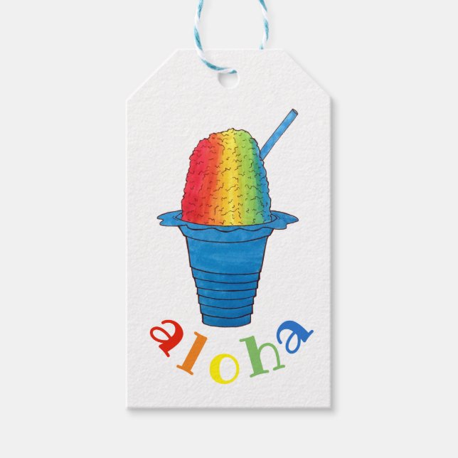 ALOHA Hawaii Hawaii Rainbow Shave Shaved Ice Presentetikett (Framsidan)