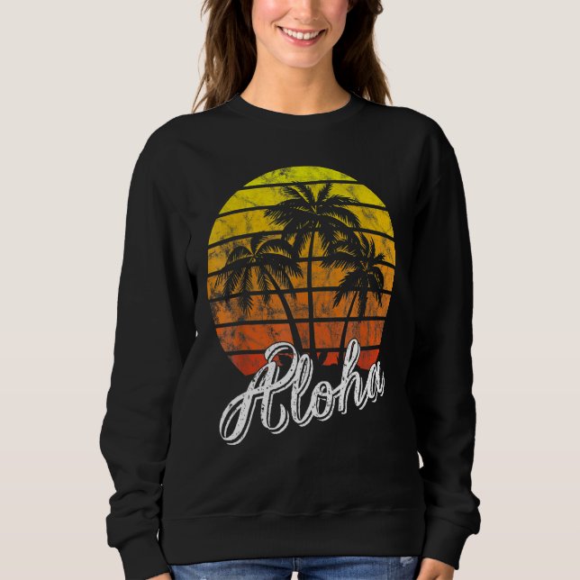 Aloha Hawaii Hawaiian Beach Summer Vacation Sunset T Shirt (Framsida)