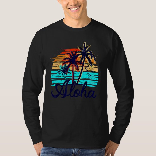 Aloha Hawaii Hawaiian Island Handflatan Beach Surf T Shirt (Framsida)