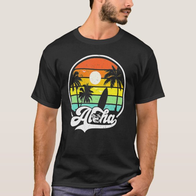 Aloha Hawaii Hawaiian Island Handflatan Beach Surf T Shirt (Framsida)