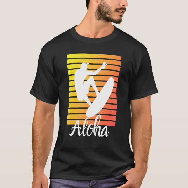 Aloha Hawaii Hawaiian Island Handflatan Beach Surf T Shirt (Framsida)