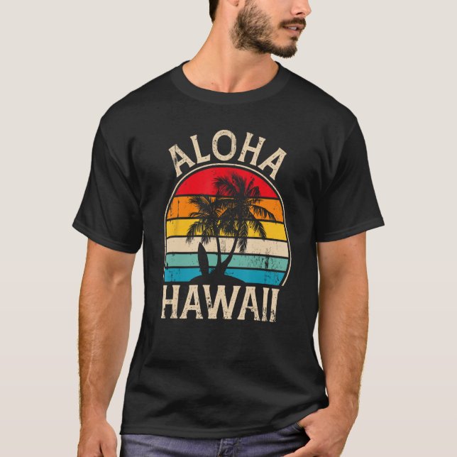 Aloha Hawaii Hawaiian Island Handflatan Beach Surf T Shirt (Framsida)
