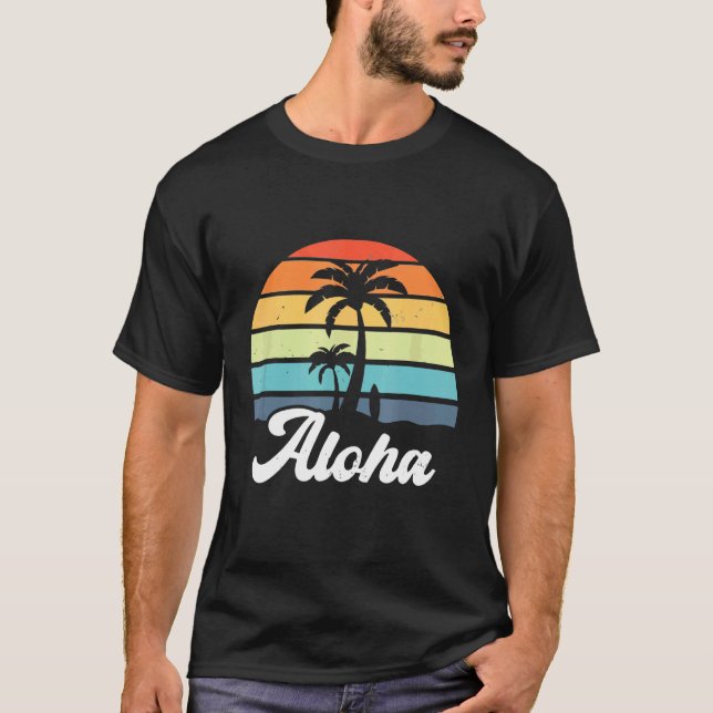 Aloha Hawaii Hawaiian Island Handflatan Beach Surf T Shirt (Framsida)