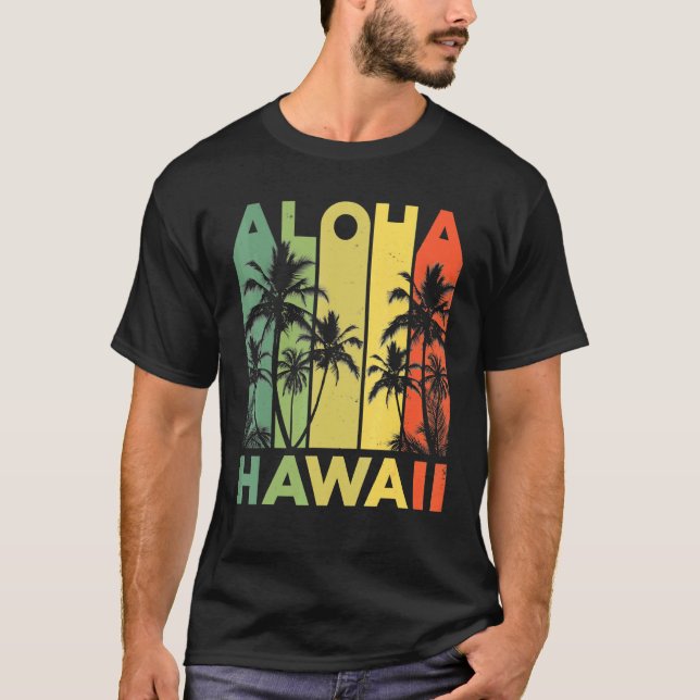 Aloha Hawaii Hawaiian Island Handflatan Beach Surf T Shirt (Framsida)
