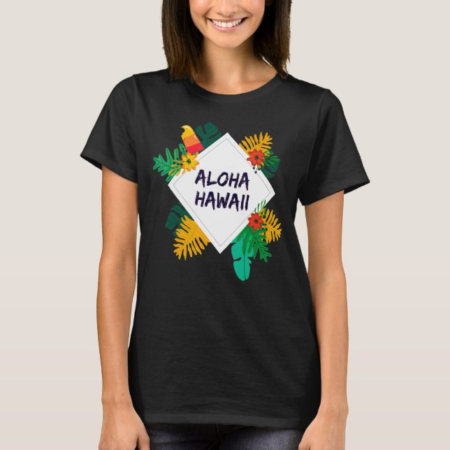 Aloha Hawaii Hawaiian Island Handflatan Beach T Shirt (Framsida)