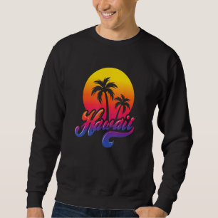 Aloha Hawaii Hawaiian Island Handflatan Träd Beach Lång Ärmad Tröja