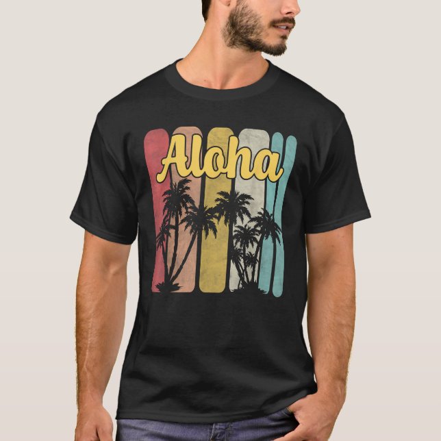 Aloha Hawaii Hawaiian Island Handflatan Träd Somma T Shirt (Framsida)