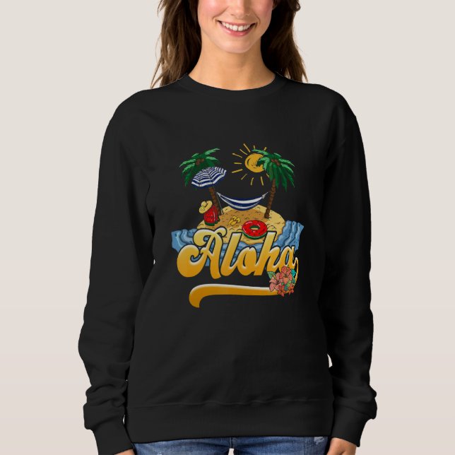 Aloha Hawaii Hawaiian Island Palm Trees Beach Vaca T Shirt (Framsida)