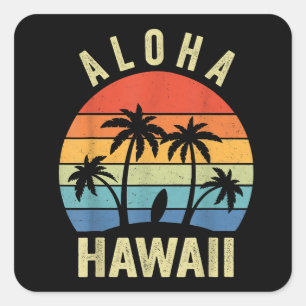 Aloha Hawaii Hawaiian Island Shirt Handflatan Beac Fyrkantigt Klistermärke