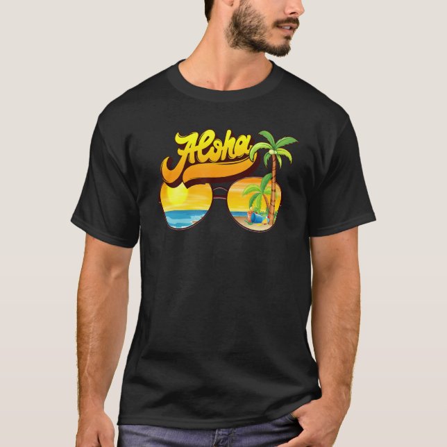 Aloha Hawaii Hawaiian Island Sunglasses Handflatan T Shirt (Framsida)