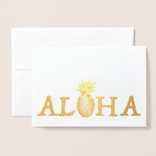 ALOHA Hawaii Hawaiian Luau Tropical Pineapple Folierat Kort