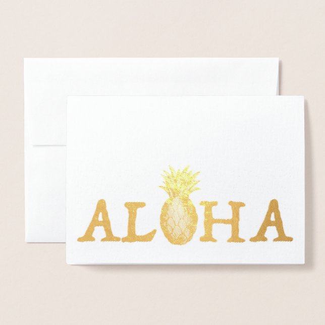 ALOHA Hawaii Hawaiian Luau Tropical Pineapple Folierat Kort (Framsida med kuvert)