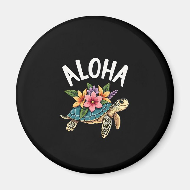 Aloha Hawaii Hawaiian-Shirt Turtle Hibiscus Kids G Magnet (Framsidan)
