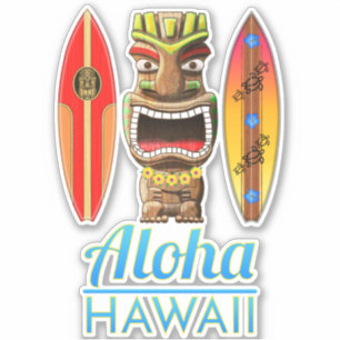 Aloha Hawaii Hawaiian Tiki Surfing Klistermärken