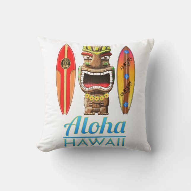 Aloha Hawaii Hawaiian Tiki Surfing Kudde (Framsida)