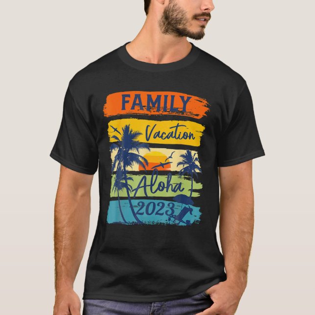 Aloha Hawaii Hawaiian Vacation 2023 Matching Famil T Shirt (Framsida)
