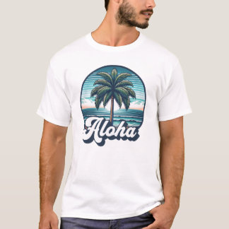 Aloha Hawaii Hawaiiöarna Handflatan Träd Beach Vac T Shirt