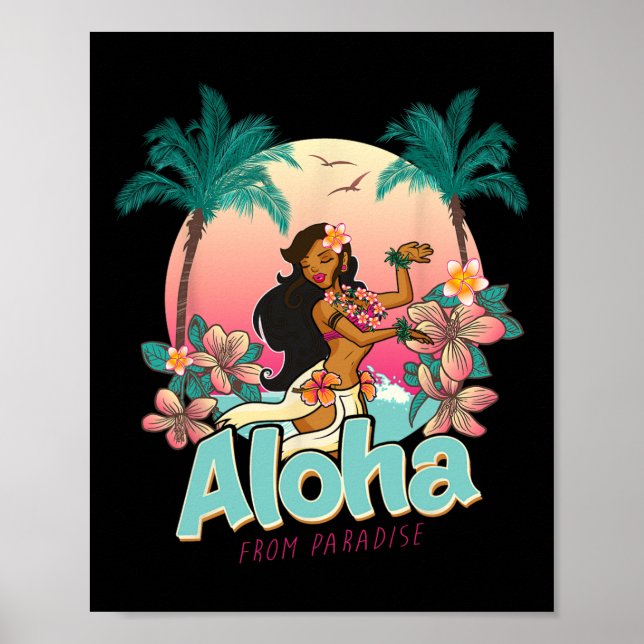 Aloha Hawaii Hawaiiskt Paradis Ö Island Strand Sem Poster (Framsidan)