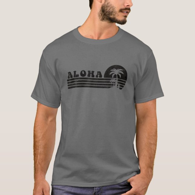 Aloha Hawaii HI Hawaiian Island Handflatan Träd Su T Shirt (Framsida)