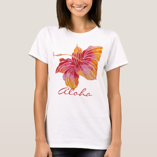 Aloha | Hawaii Hibiscus Flower T-Shirt (Framsida)