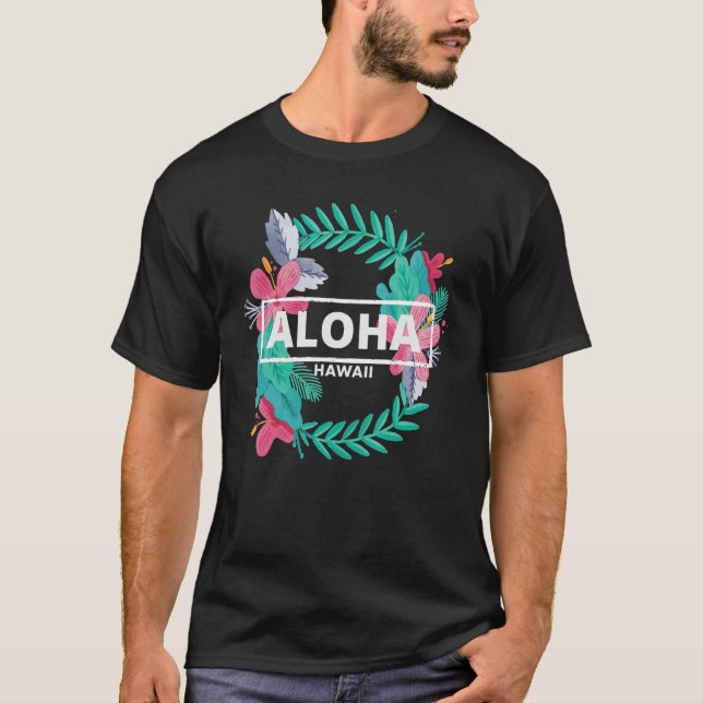 Aloha Hawaii Hibiscus Flowers Aestesidesign T Shirt (Framsida)