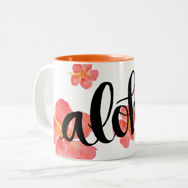Aloha Hawaii Hibiscus-mugg Två-Tonad Mugg (Framsida vänster)