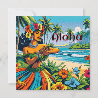 Aloha | Hawaii Hula Dancer på stranden Inbjudningar