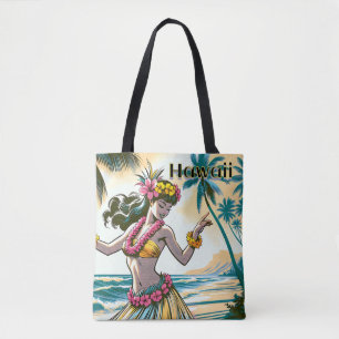 Aloha Hawaii Hula Dancer på stranden Tygkasse
