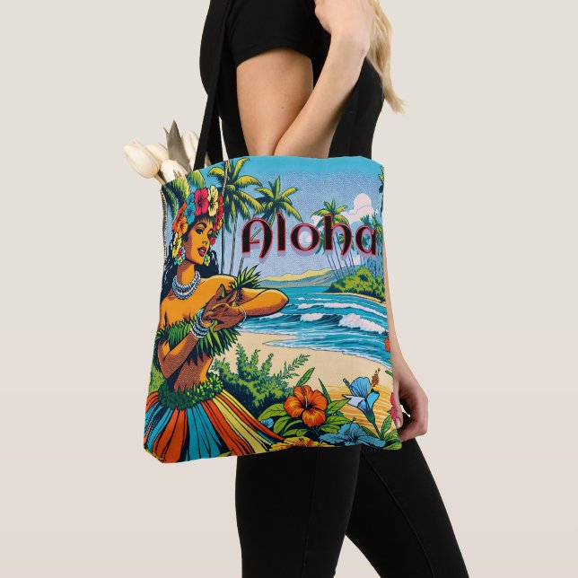 Aloha | Hawaii Hula Dancer på stranden Tygkasse (Närbild)