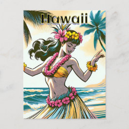 Aloha | Hawaii Hula Dancer på stranden Vykort