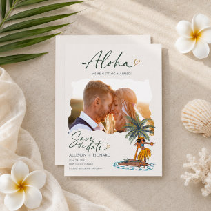 Aloha Hawaii Hula Dansar Bröllopsfoto Spara Datumet