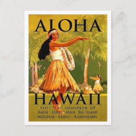 Aloha Hawaii, hula flicka dans, vintage resa Vykort