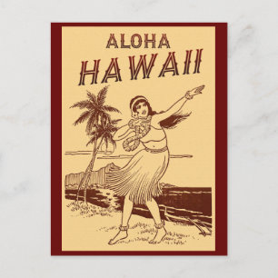 Aloha Hawaii Hula Girl Vykort