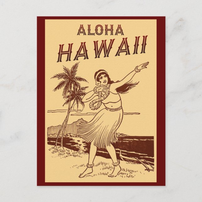 Aloha Hawaii Hula Girl Vykort (Framsida)