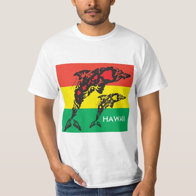 Aloha Hawaii Island Dolphin T Shirt (Framsida)